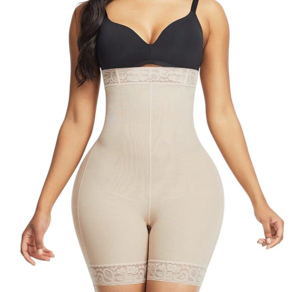 ✨ Comfort Lace-Trim High-Waisted Shapewear Shorts Curves Shaper Butt Lifter - Picture 2 of 5